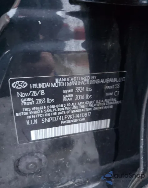 2019 Hyundai Elantra Se из США, поврежденный, VIN 5NPD74LF9KH440812